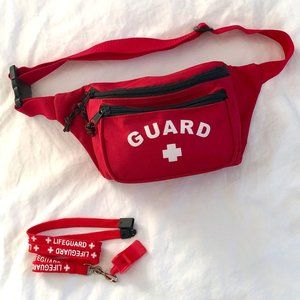 Red Lifeguard Fanny Pack and Whistle